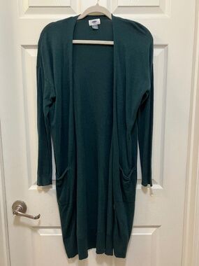 Old Navy dark green long duster cardigan size M